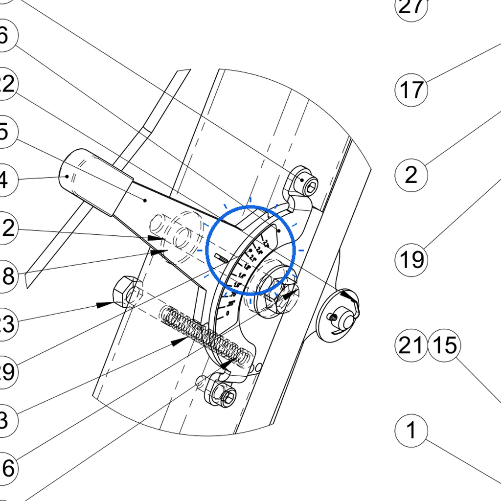EcoLawn X-0002 Measuring Gate Sticker — Steering Column Assembly replacement part for ECO Series top dressers