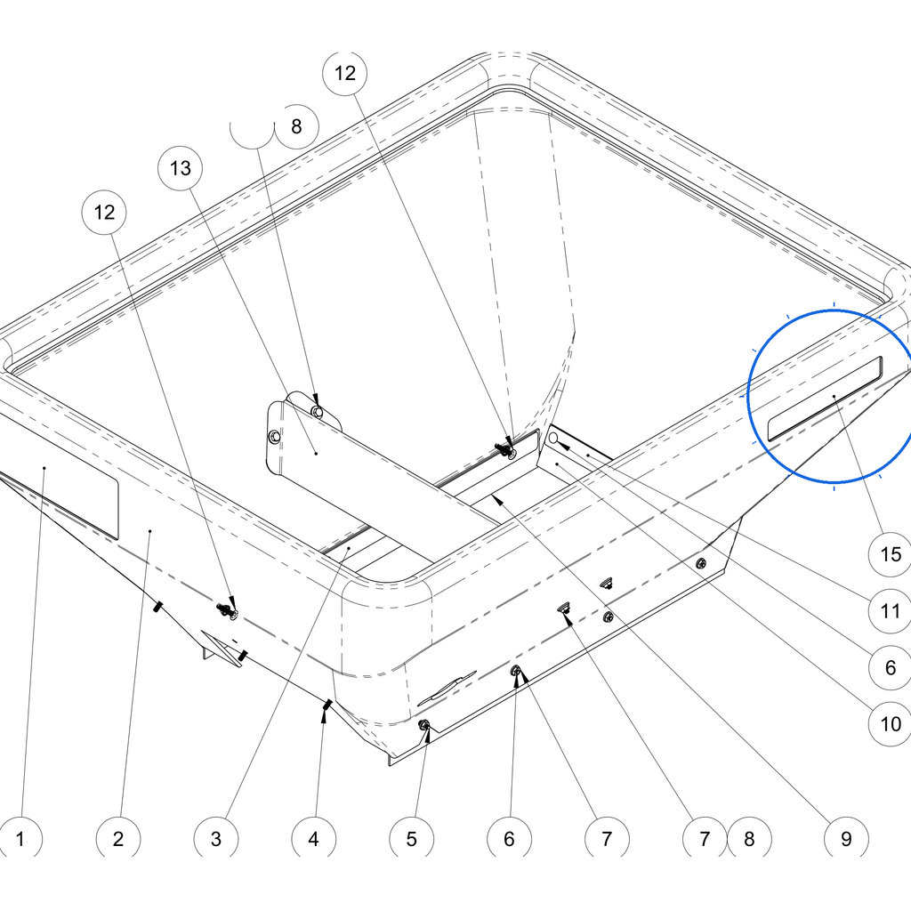 EcoLawn X-0054 Hopper Sticker ECO 50 — Hopper Assembly replacement part for ECO50 top dresser