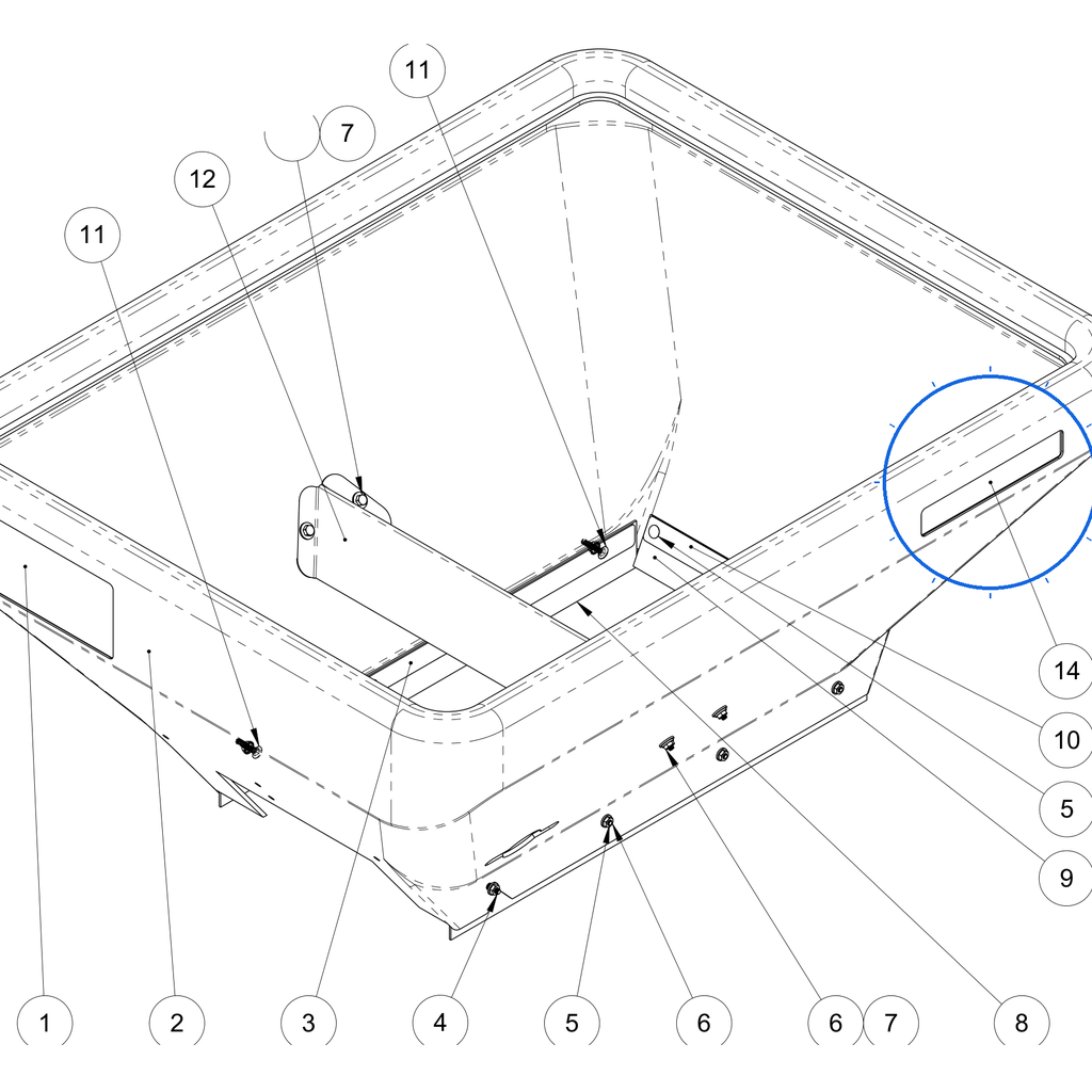 EcoLawn X-0075 Hopper Sticker ECO 75 — Hopper Assembly replacement part for ECO75 top dresser