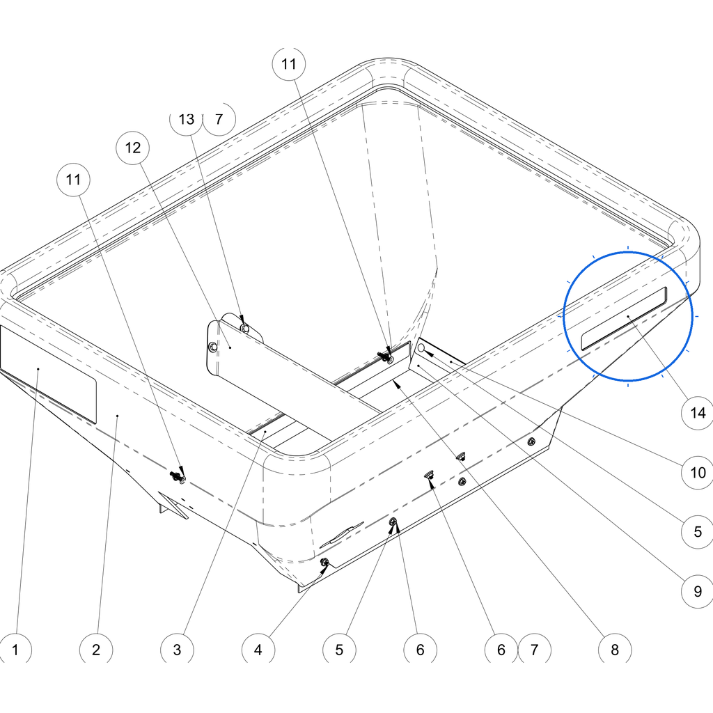 EcoLawn X-0254 Hopper Sticker ECO 250 replacement part for ECO250/ECO250-S top dressers