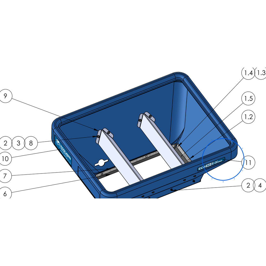EcoLawn X-0261 Hopper Sticker ECO 50S — Hopper Assembly replacement part for ECO50-S top dresser