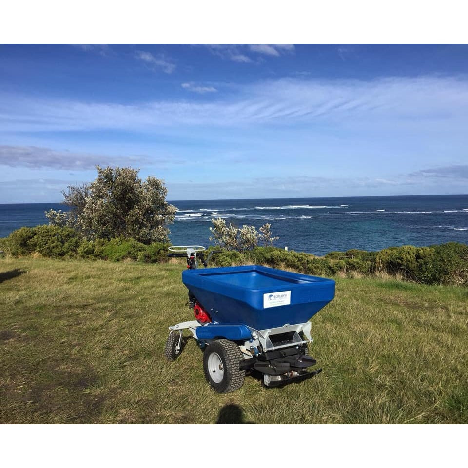 EcoLawn ECO250 top dresser with crescent-top conveyor system