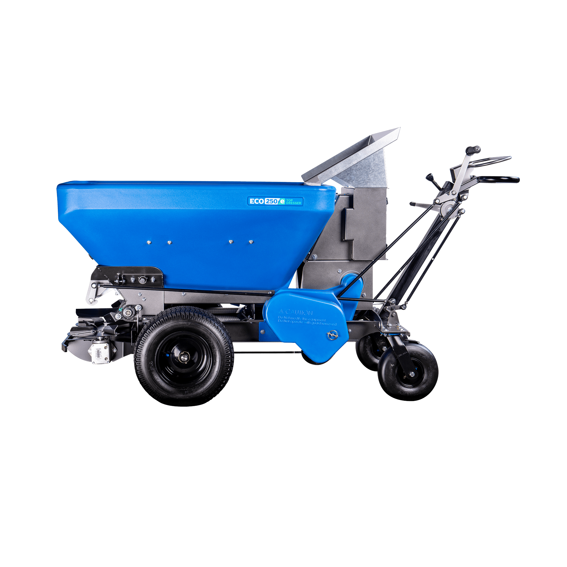 EcoLawn ECO250-e top dresser with gearbox-driven dual spinners